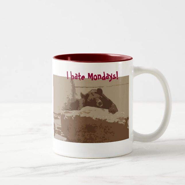 ¡Odio lunes! taza del oso (Derecha)