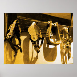 Oeste de Cowboy Horse Stirrups y Arte Poster de Cu