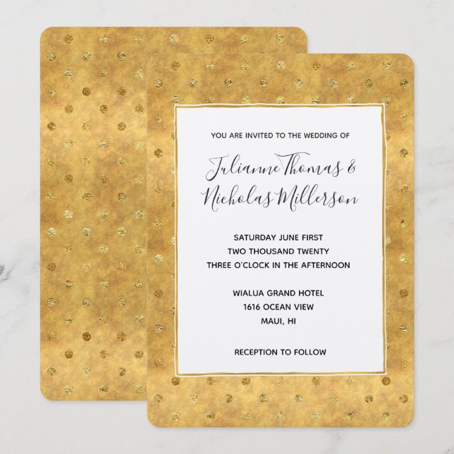 Ofertas de Moda de oro invitaciones de boda (Anverso / Reverso)