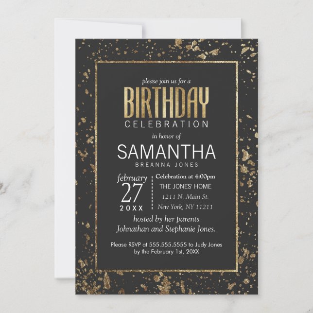 Ofertas de pintura de oro invitaciones a fiesta de (Anverso)