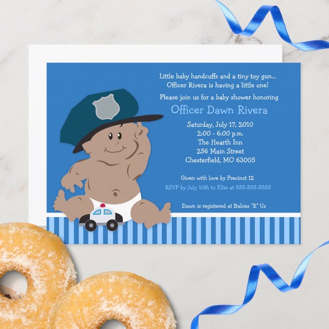Oficial de policía Baby Cop Ducha Invitación Med S (Police Officer Baby Cop Baby Shower Invitations)