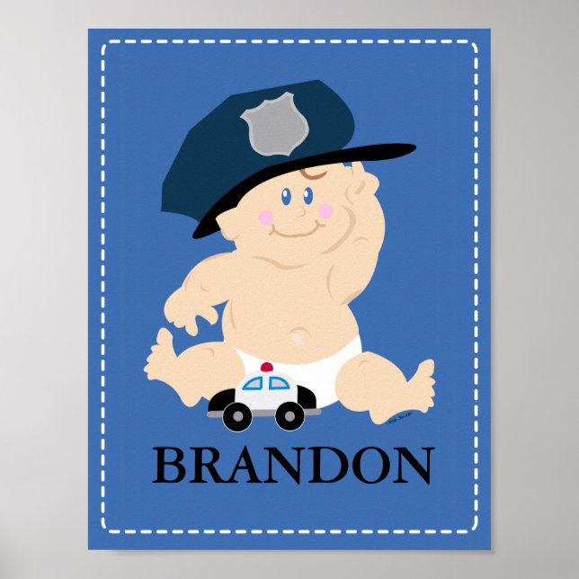 Oficial de policía bebé Arte Imprimible para Cuart (Frente)