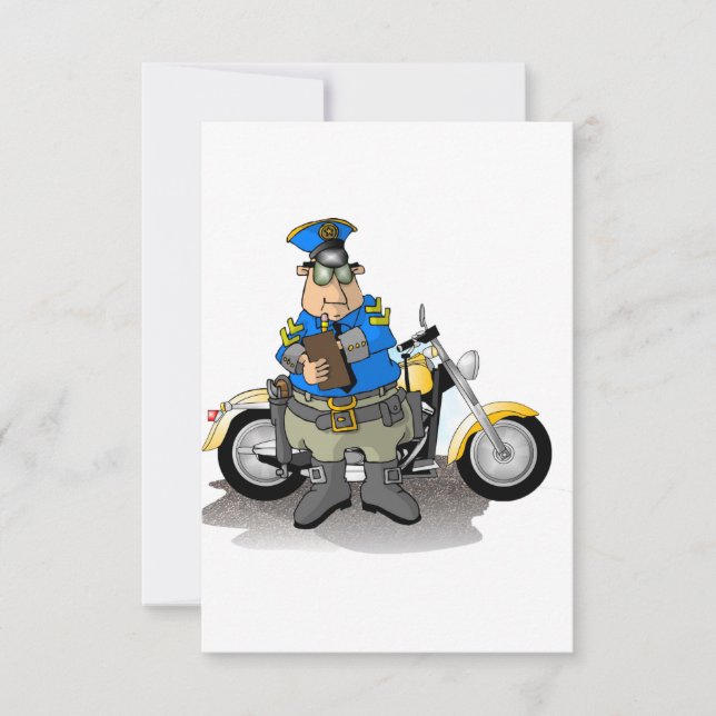 Oficial De Policía Escribiendo Invitaciones De Bil (Anverso)