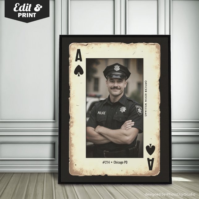Oficial de policía personalizado entrega arte de p (Custom Police Officer Gift Wall Art, Ace of Spades Poster)