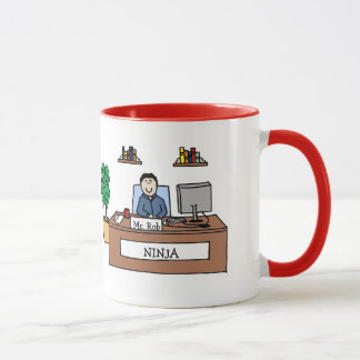Oficina Ninja - taza personalizada del dibujo