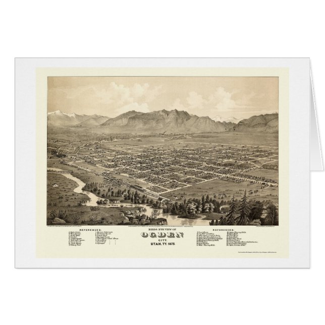 Ogden, mapa panorámico de UT - 1875 (Anverso (Horizontal))
