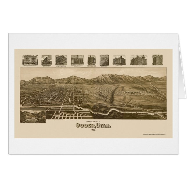 Ogden, mapa panorámico de UT - 1890 (Anverso (Horizontal))