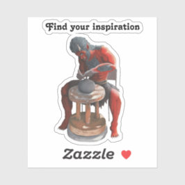 Ogre Potter Crafting Pottery Fantasy Art Pegatina