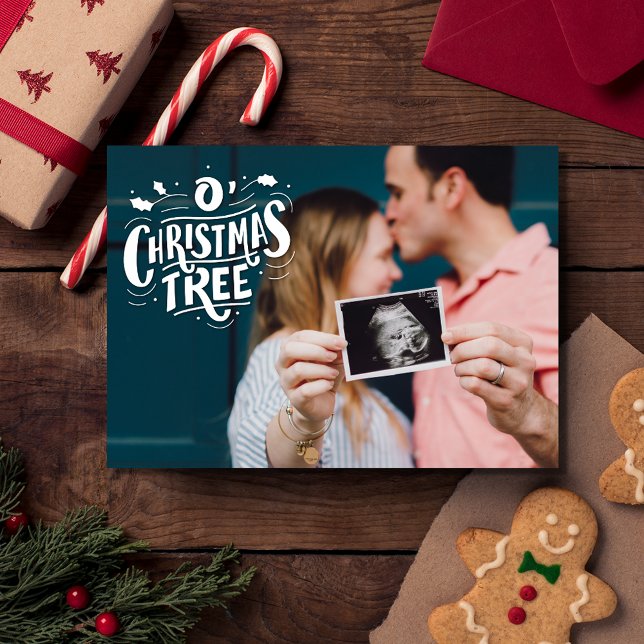 Oh Árbol de Navidad Esperando Vacaciones para Navi (Oh Christmas Tree Expecting Baby Christmas Holiday Card)
