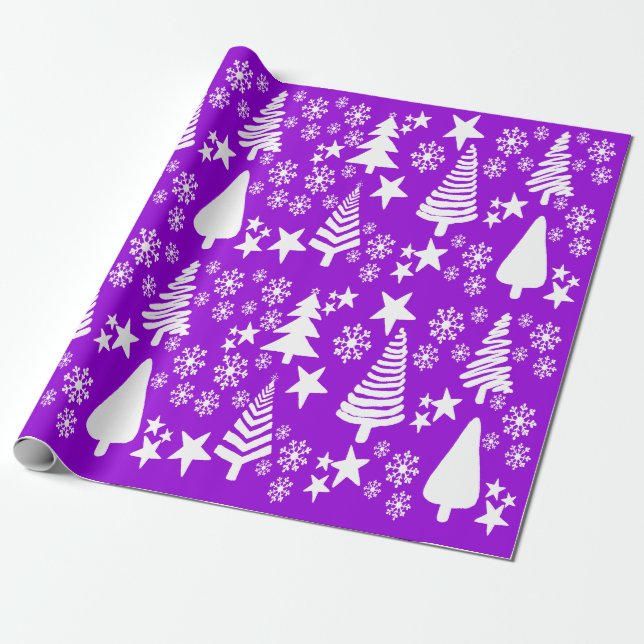 Oh Árbol de Navidad Papel de envoltura morado (Desenrollado)
