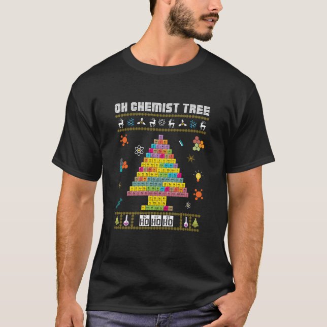 Oh Árbol Químico Feliz Navidad Feo Sweater Chemi (Anverso)