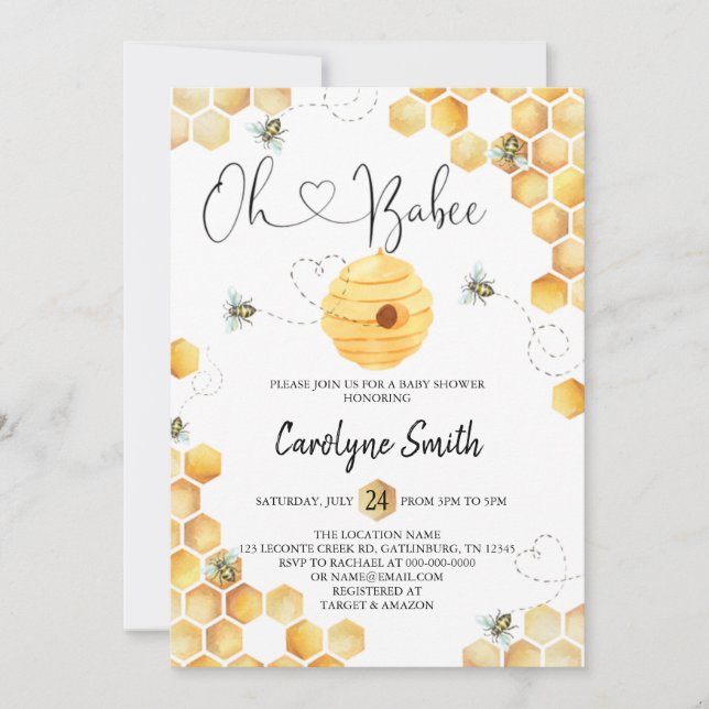 Oh Babee Invitación a Baby Shower (Anverso)