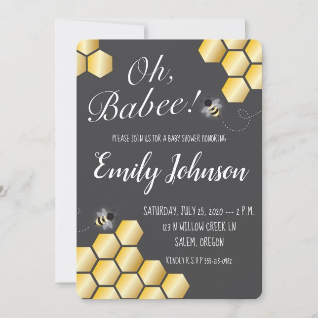 ¡Oh Babee! Invitación a Baby Shower con temas de i (Anverso)