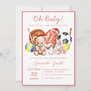 Oh Baby ALL STAR SPORT Invitación a Baby Shower