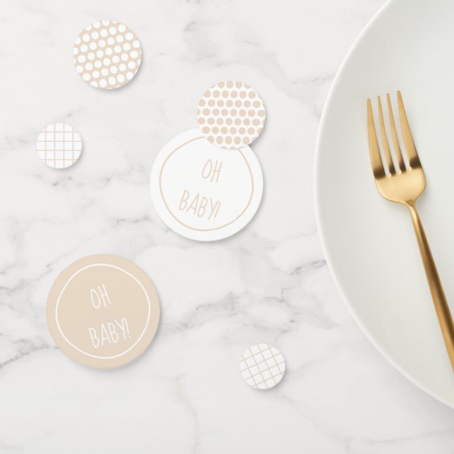 Oh Baby Beige White Baby Shower Patterns Confetti (Grupo)
