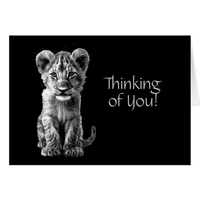 Oh Baby Big Cat Cub Grey Personalizado Saludo (Anverso (Horizontal))
