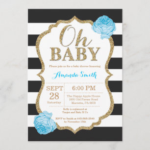 Oh Baby Black and Gold Invitación a Baby Shower