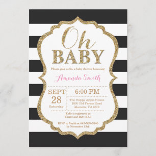 Oh Baby Black and Gold Invitación a Baby Shower
