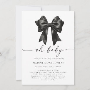 Oh Baby Black Coquette Bow Invitación Baby Shower