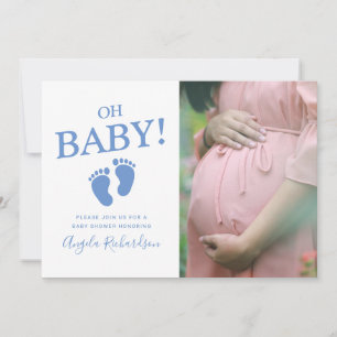 Oh Baby Blue Invitación Personalizada con Foto par