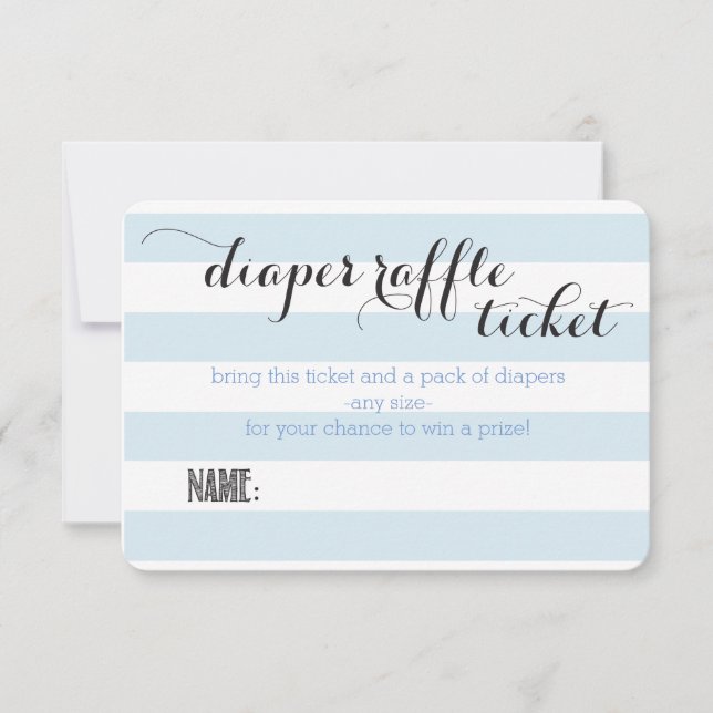 Oh Baby Blue Stripes Shower Diaper Raffle Ticket (Anverso)