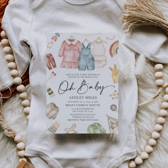 Oh Baby Boho Clothes Invitación de Baby Shower (Subido por el creador)