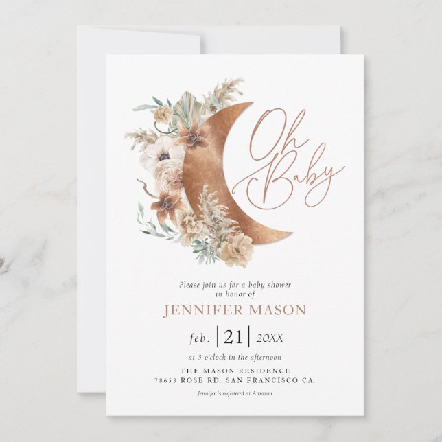 Oh Baby Boho Gender Neutral Baby Shower Invitación (Anverso)