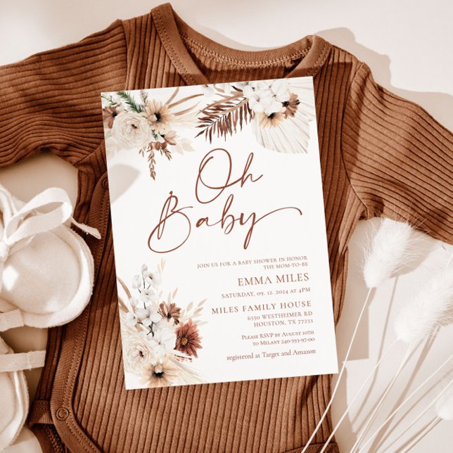 Oh Baby Boho Pampas Invitación en Baby Shower (Subido por el creador)
