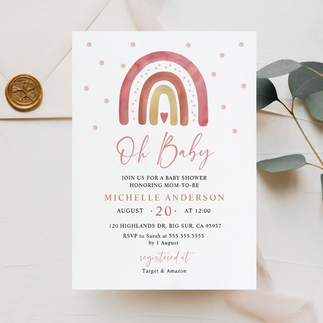 Oh Baby Boho Rainbow Baby Shower Invitación (Subido por el creador)