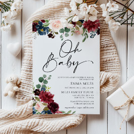 Oh Baby Burgundy Rubor Invitación a Baby Shower