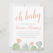 Oh Baby Cactus Invitación Baby Shower, Bebé del De
