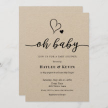 Oh Baby Calligraphy Invitación a la ducha