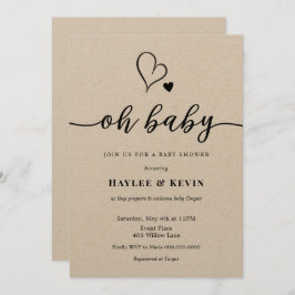 Oh Baby Calligraphy Invitación a la ducha