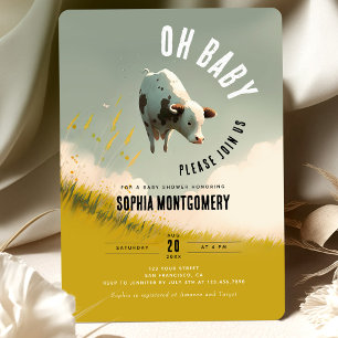 Oh Baby Cow Gender Neutral Baby Shower Invitación