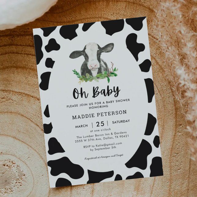 Oh Baby Cow Theme Boy Invitación en Baby Shower (Subido por el creador)