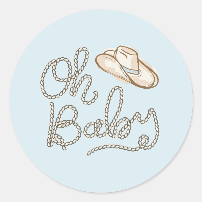 Oh Baby Cowboy Desert Pegatina de Baby Shower (Anverso)