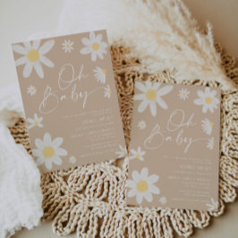 Oh Baby Daisy Beige Invitación a Baby Shower