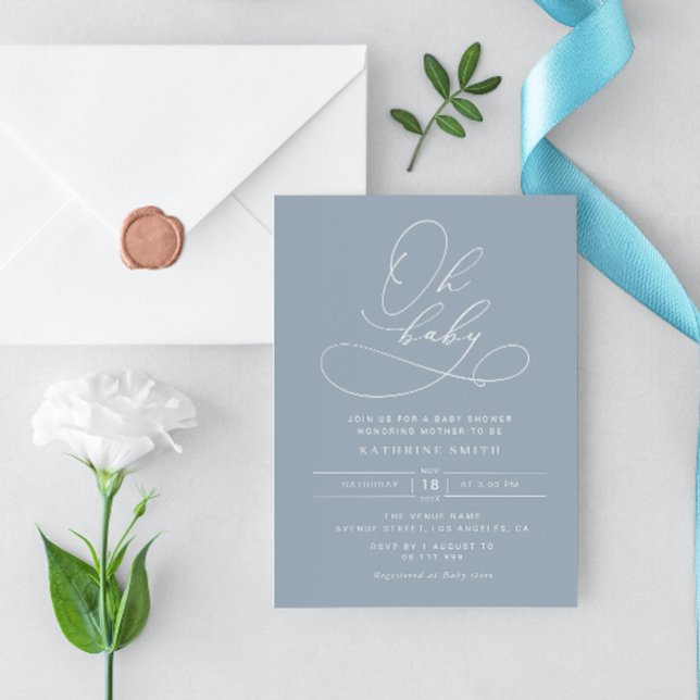 Oh Baby Dusty Blue la invitación a la ducha para b (Subido por el creador)