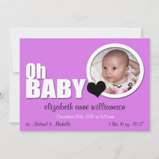 Oh Baby, el anuncio del nacimiento de la foto púrp