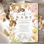 Oh Baby Farm Animals Invitación a la Ducha<br><div class="desc">Adorables diseños de animales de corral con el marco más dulce de vaca,  caballo,  cerdo,  pollo,  polluelo y oveja. Voltea nuestra tarjeta para ver una madera rústica de vuelta con nuestros lindos amigos de la granja. Visita nuestra tienda para ver toda nuestra colección de amigos de Oh Baby Barnyard</div>