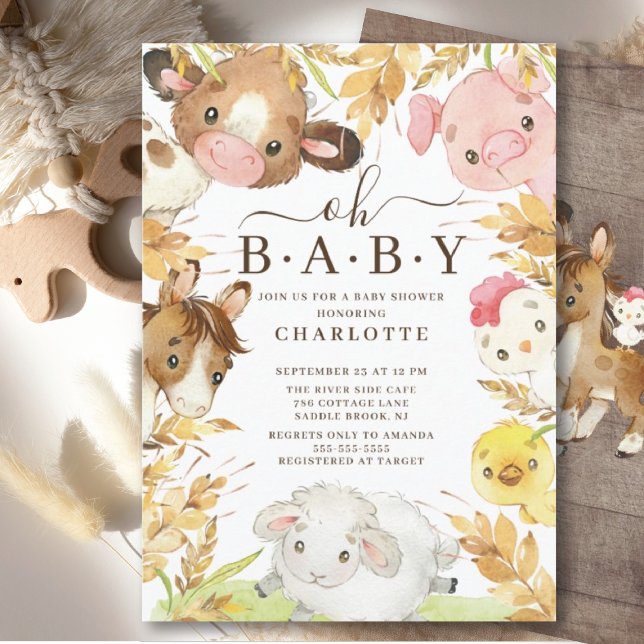 Oh Baby Farm Animals Invitación a la Ducha (Subido por el creador)