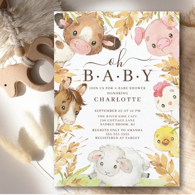 Oh Baby Farm Animals Invitación a la Ducha (Subido por el creador)
