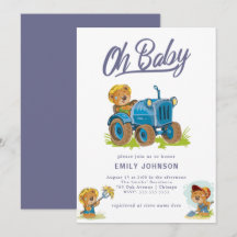 Oh Baby Farm Tractor Invitación Baby Shower