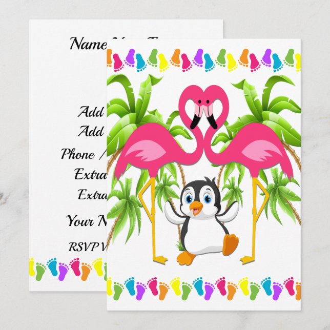 Oh Baby Flamingo Shower / Invitación a la adopción (Anverso / Reverso)