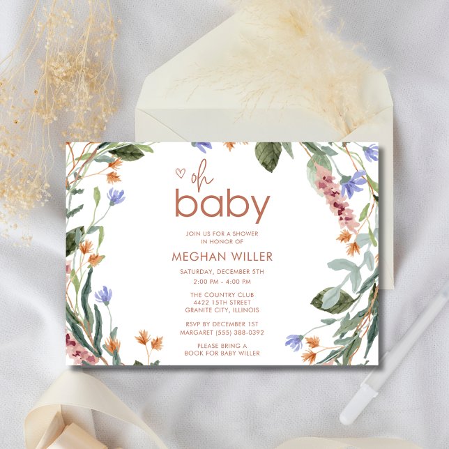 Oh Baby Floral Baby Shower Invitación (Oh Baby Floral Baby Shower Invitation)