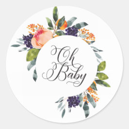 Oh Baby Floral Pegatinas de Baby Shower
