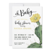 Oh Baby Floral Succulum Invitación Baby Shower