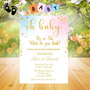 Oh Baby Gender Reveal Invitación rosa o azul
