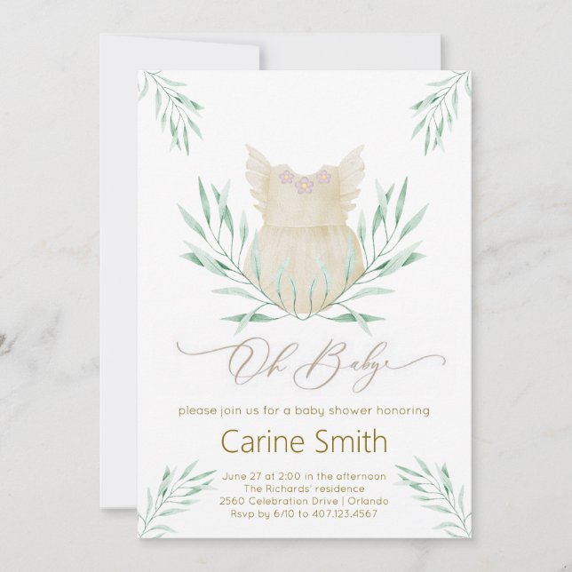 Oh Baby Girl Clothes Invitación a la ducha para be (Anverso)