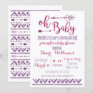 Oh Baby Girl Invitación a Baby Shower tribal